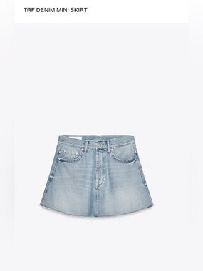 Zara Light Blue Denim A-Line Mini Skirt